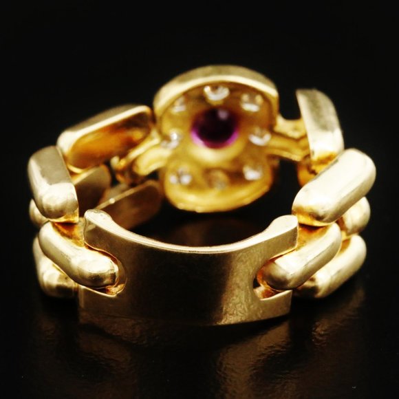 MODA ITALIA / 1.25 CT Diamond & Ruby ring / 18K Yellow gold - Picture 6 of 7